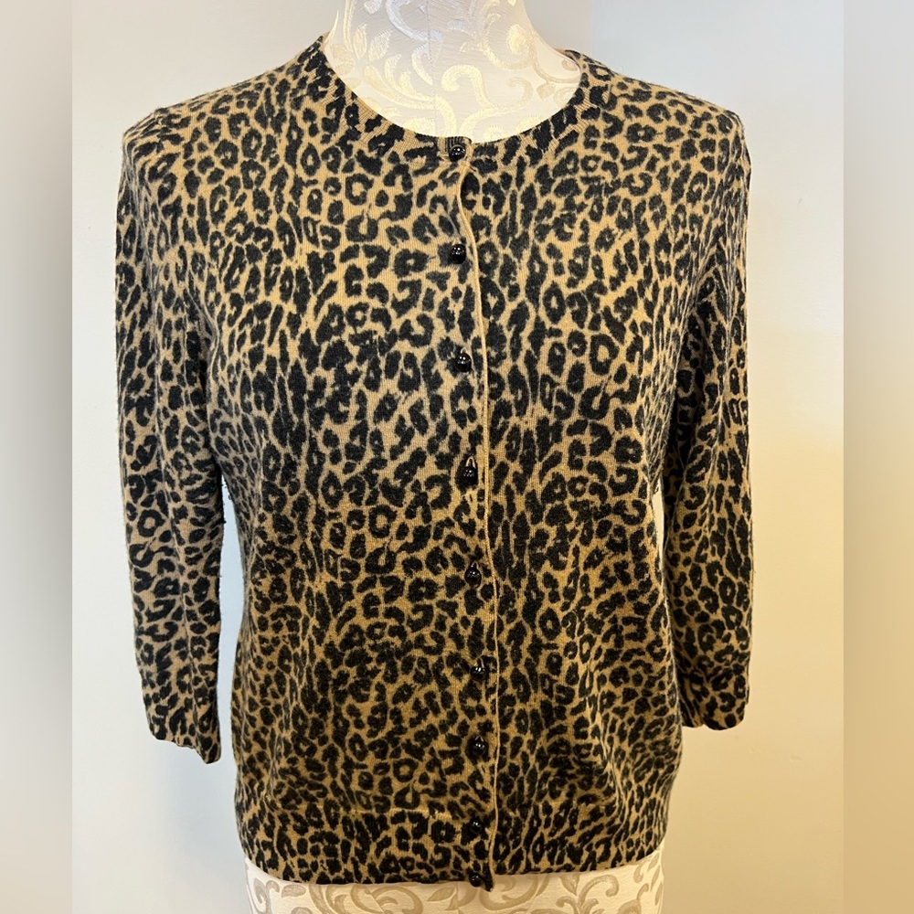 Leopard Print Wool Cardigan by Talbots size large